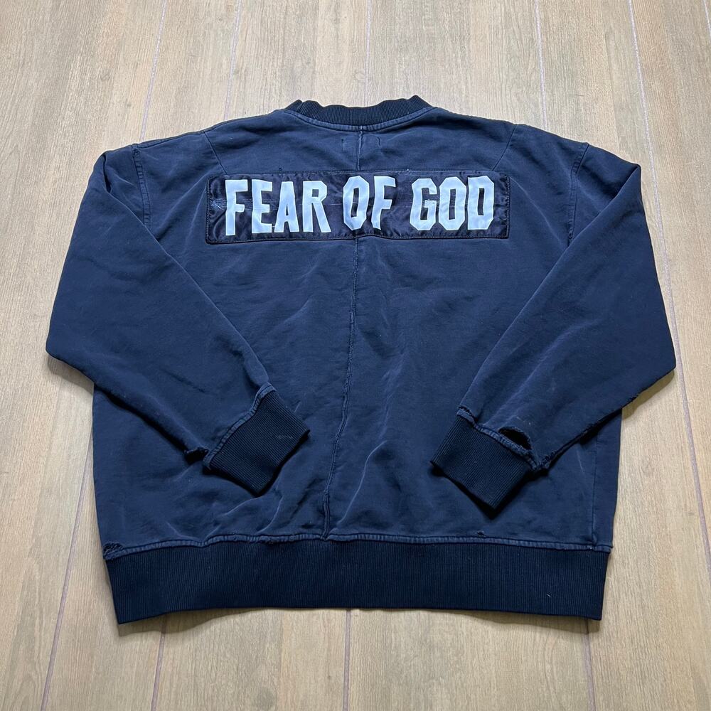 Fear of God Fifth Collection Distressed Crewneck Sweatshirt M USA Distress